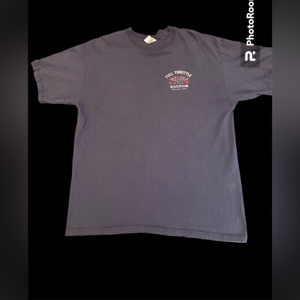 Men’s Full Throttle Saloon T-Shirt Size XL. This Shirt is a Grey-Blue Color.